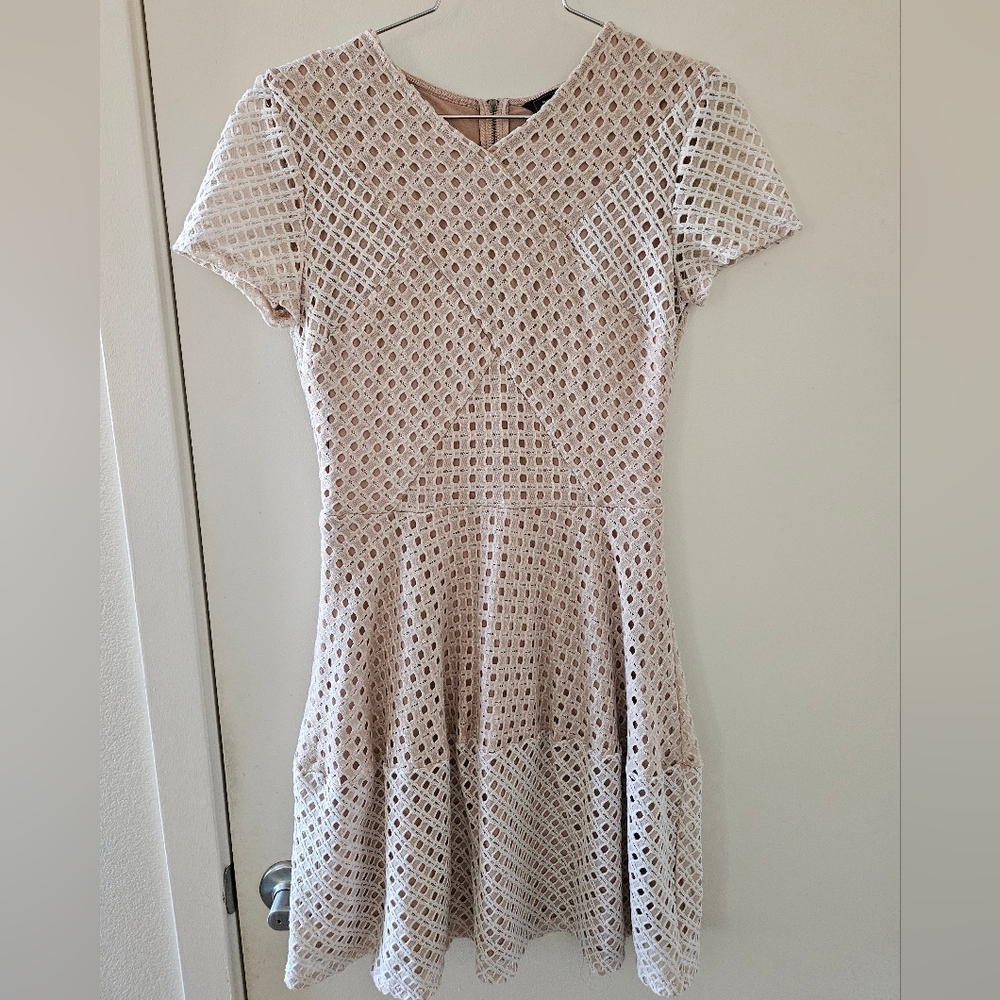 BCBGMaxAzria Cream Lace Mini Dress